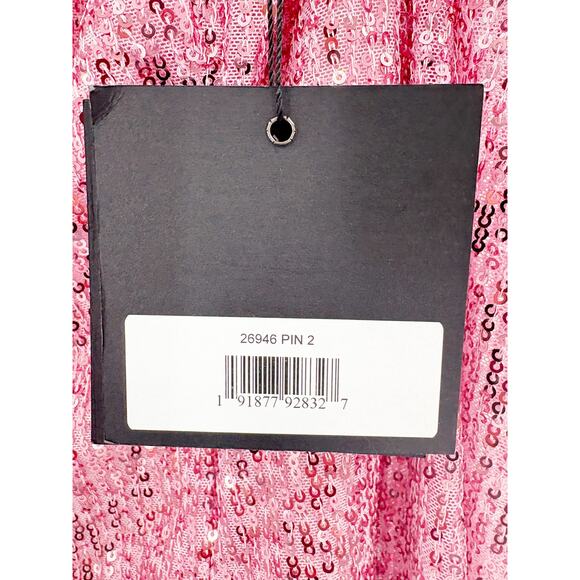 MAC DUGGAL Dress Size 2 Evening Gown Sequin NEW Pink Sequined One Shoulder Mini - Picture 6 of 9